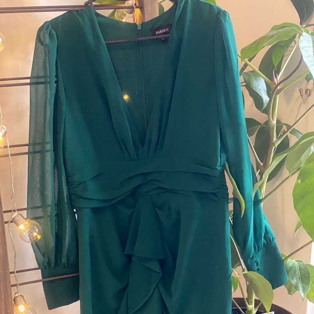 Bardot Bottle Green Dress - Picture 2 of 5